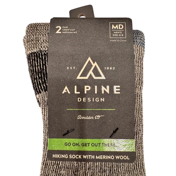 Alpine Design Hiking Sock Merino Wool Size Medium Men's 6-9 NWT Gray Blue - Picture 4 of 4